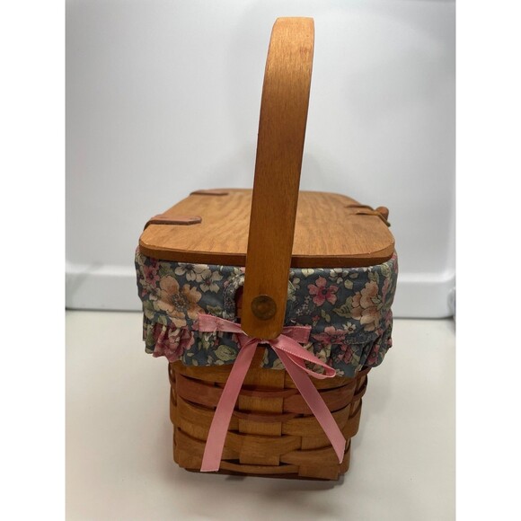 Longaberger 1991 Mothers Day LID Purse Basket / Floral Fabric Liner (Retired) - Picture 3 of 13